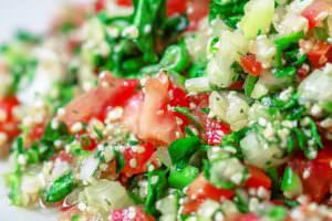 Tabouli Recipe | The Mediterranean Dish. Authentic Middle Eastern tabouli salad with fresh parsley, mint, bulgur, finely chopped vegetables and a simple citrus dressing. See the step-by-step tutorial at The Mediterranean Dish food blog.
